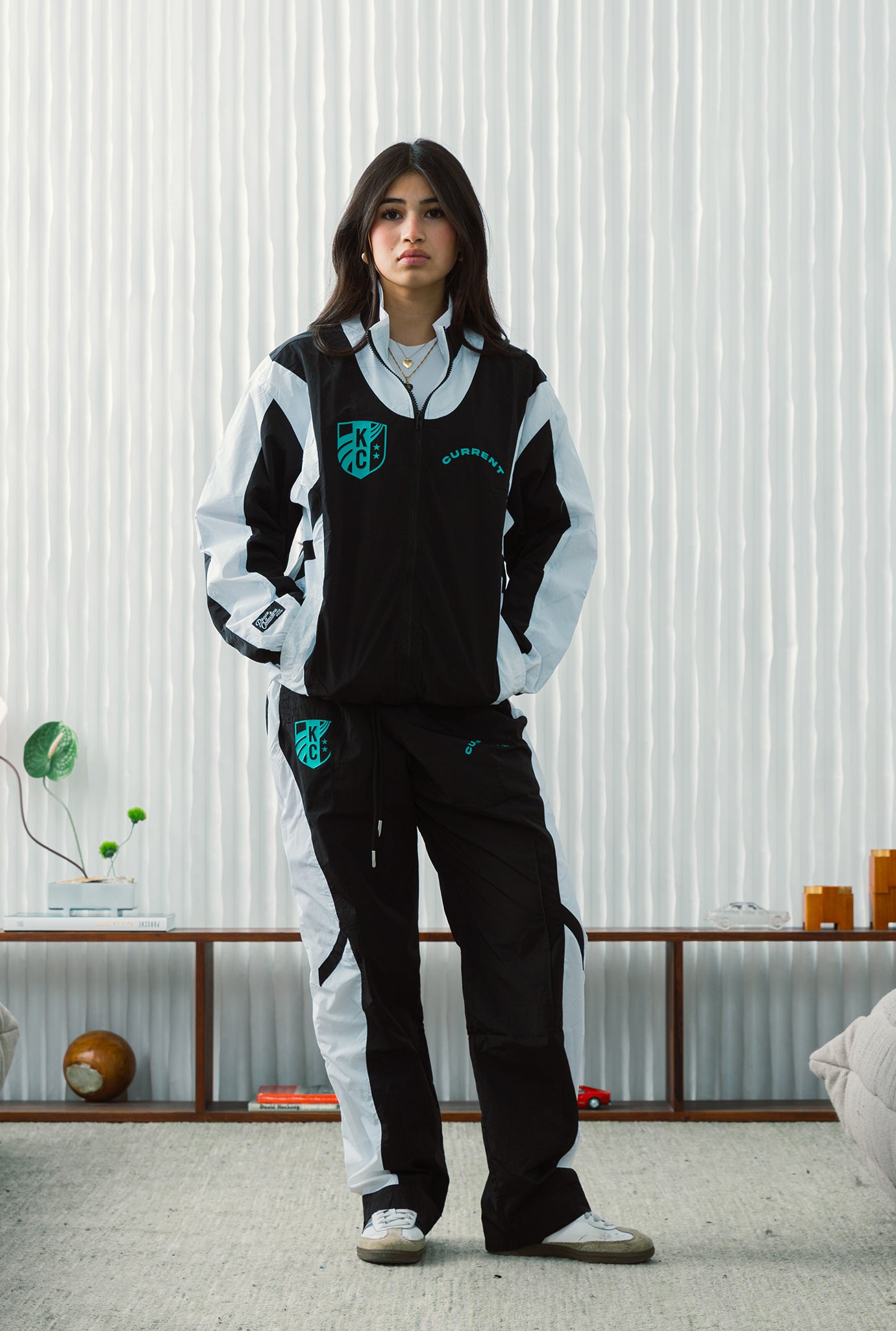 Kansas City Current Colour Block Track Jacket - Off Black / White