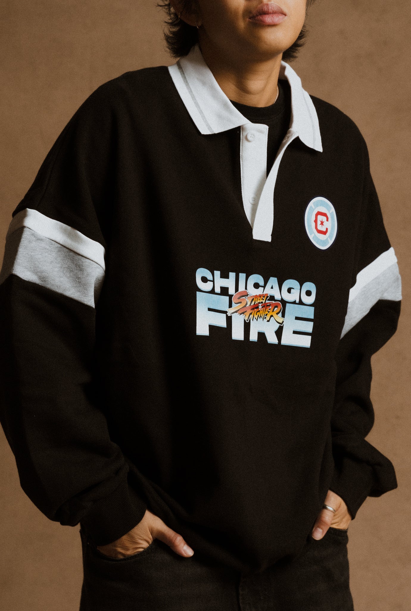 Chicago Fire FC x Street Fighter Oversized Rugby - Black / White