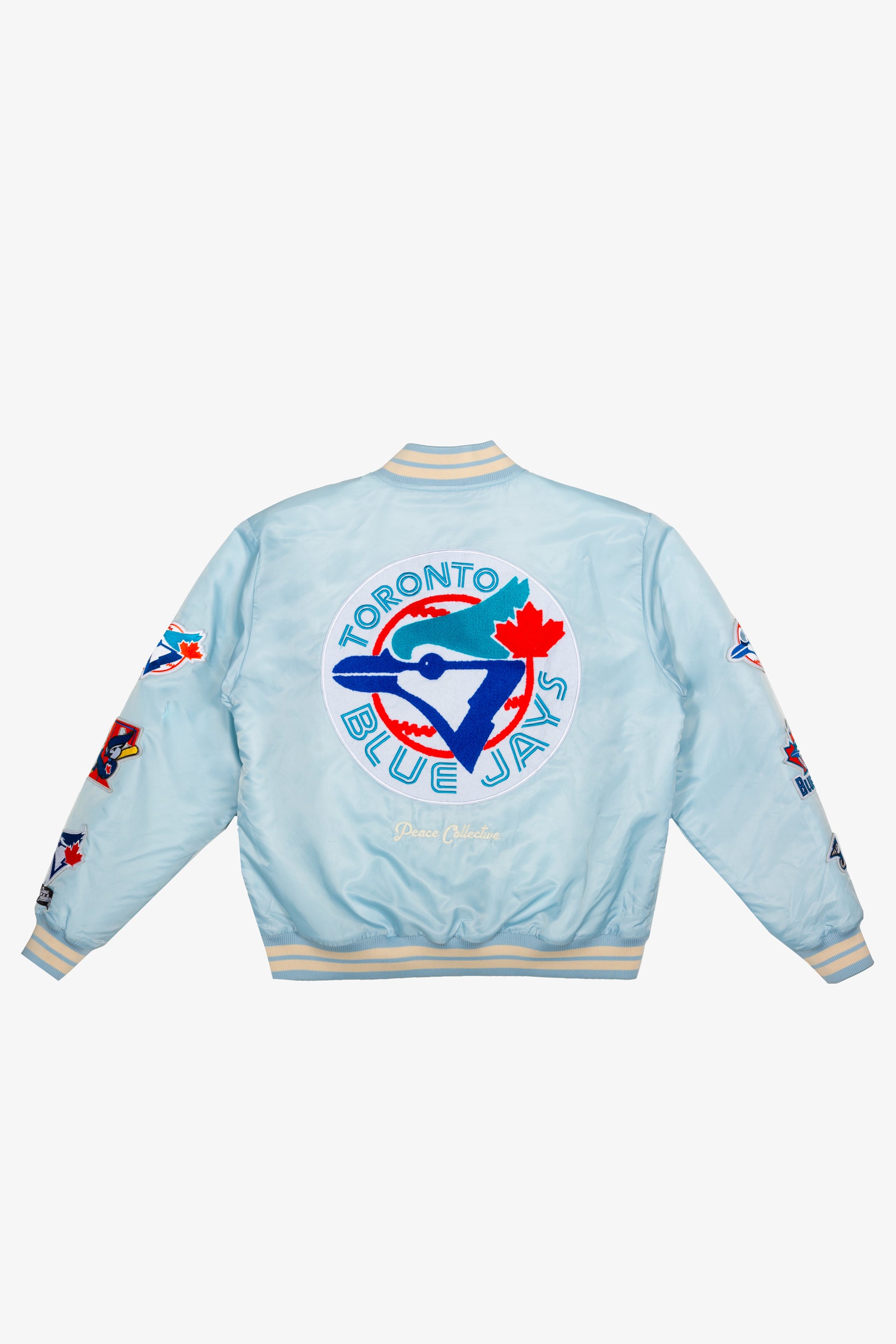 Toronto Blue Jays Ribbed Nylon Varsity Jacket - Baby Blue