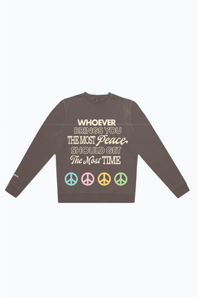 Bring Peace Pigment Dye Crewneck - Espresso
