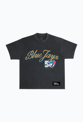 Toronto Blue Jays 50th Season Garment Dyed Heavyweight T-Shirt - Black