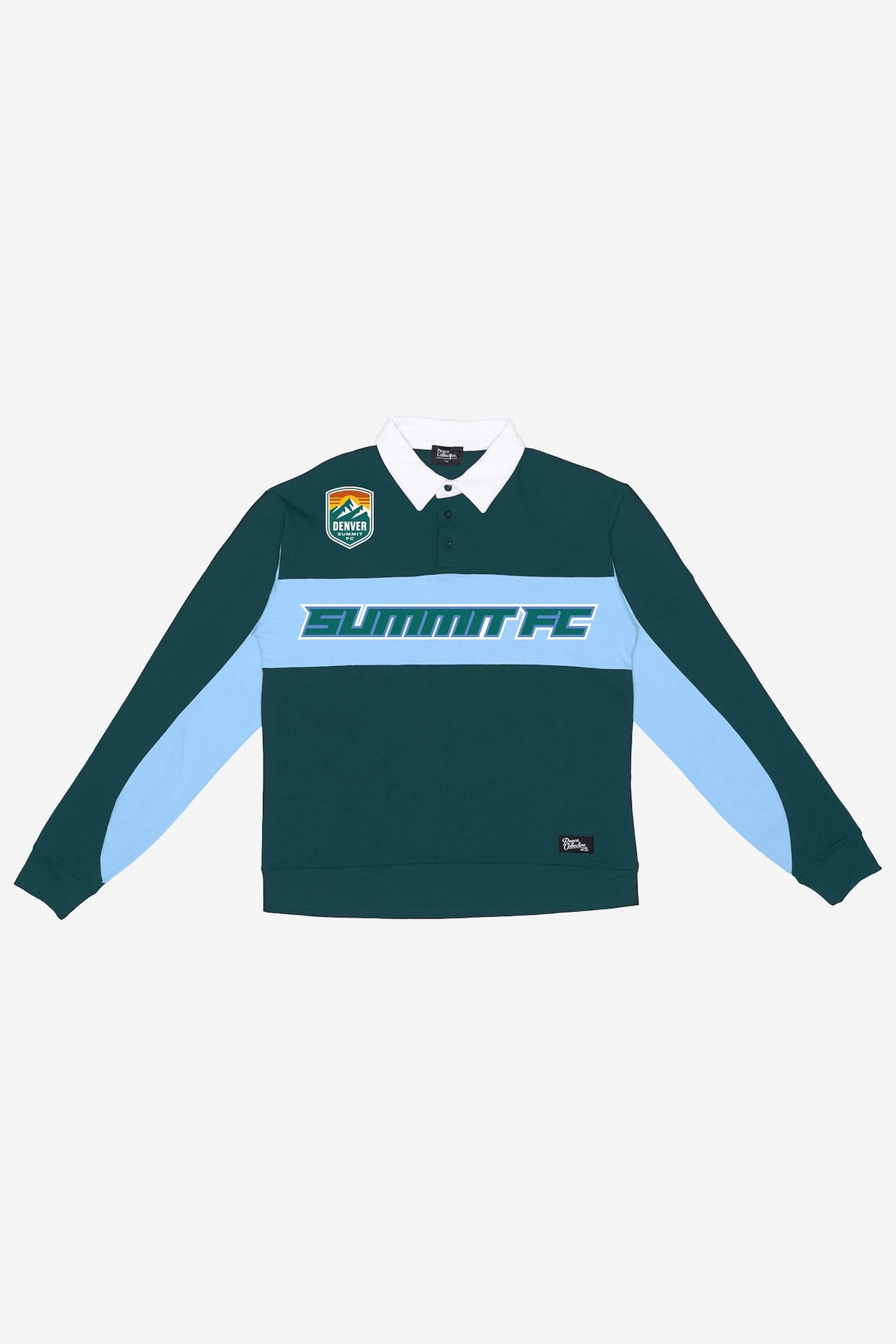 Denver Summit FC Rugby Long Sleeve Polo - Evergreen / Blue