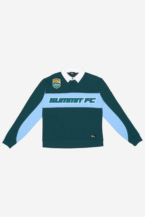 Denver Summit FC Rugby Langarm-Polo – Tannengrün/Blau