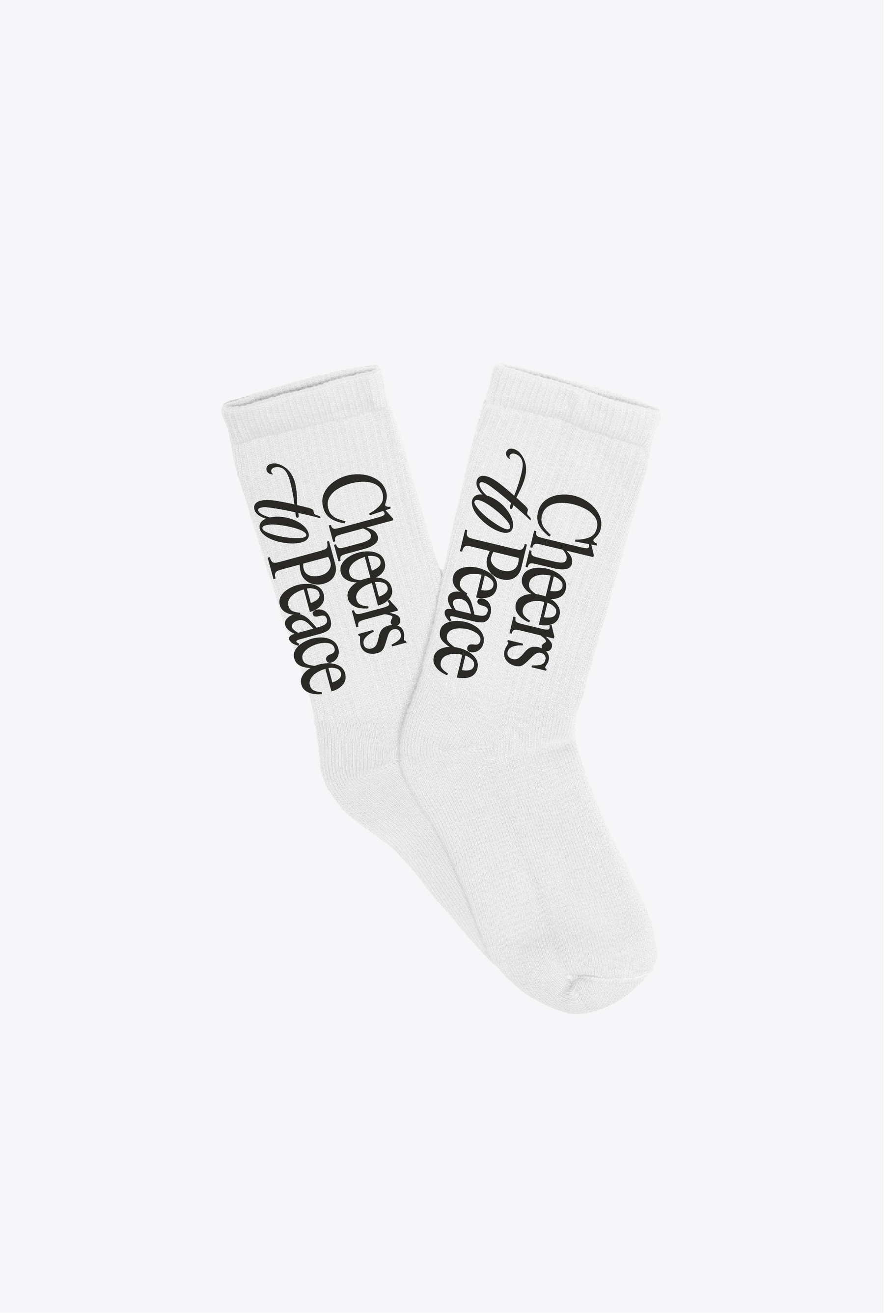 Cheers to Peace Crew Socks - White