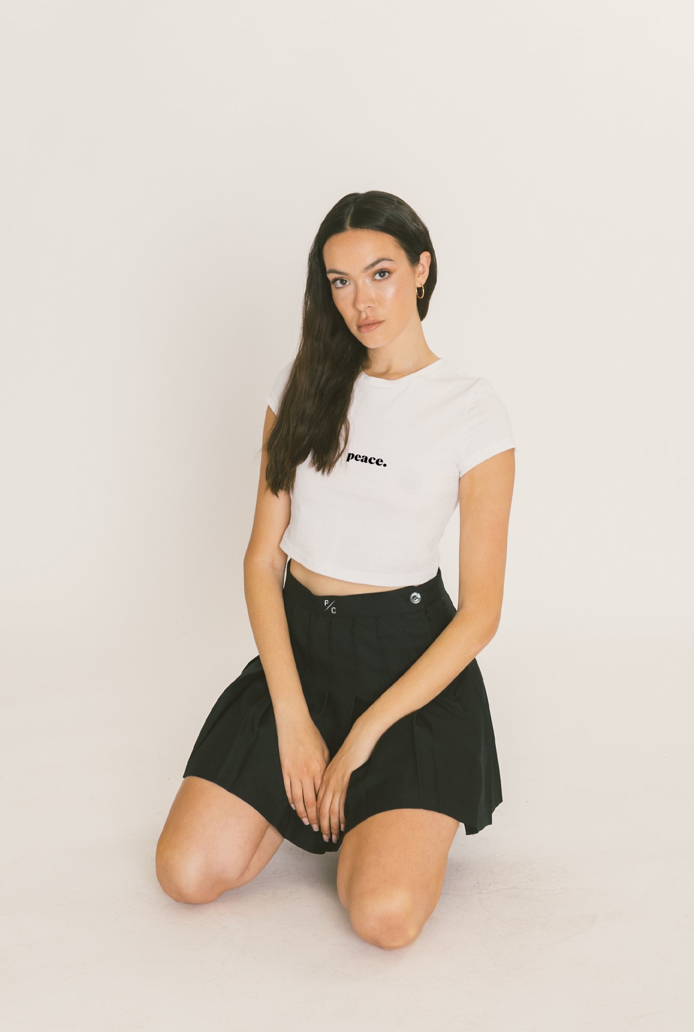 Tennisrock mit Peace-Logo - Schwarz