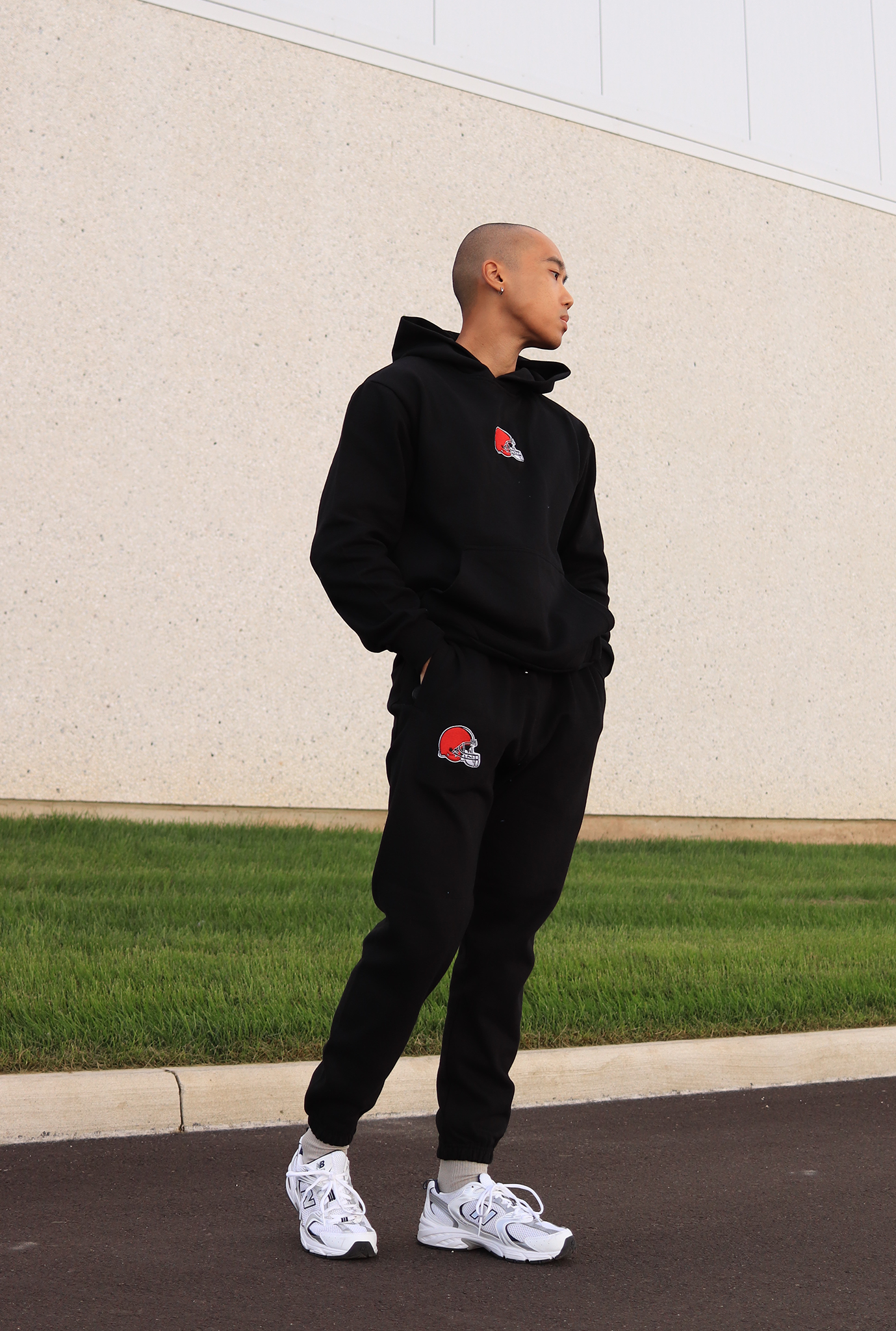 Pantalon de jogging épais avec logo Cleveland Browns - Noir 