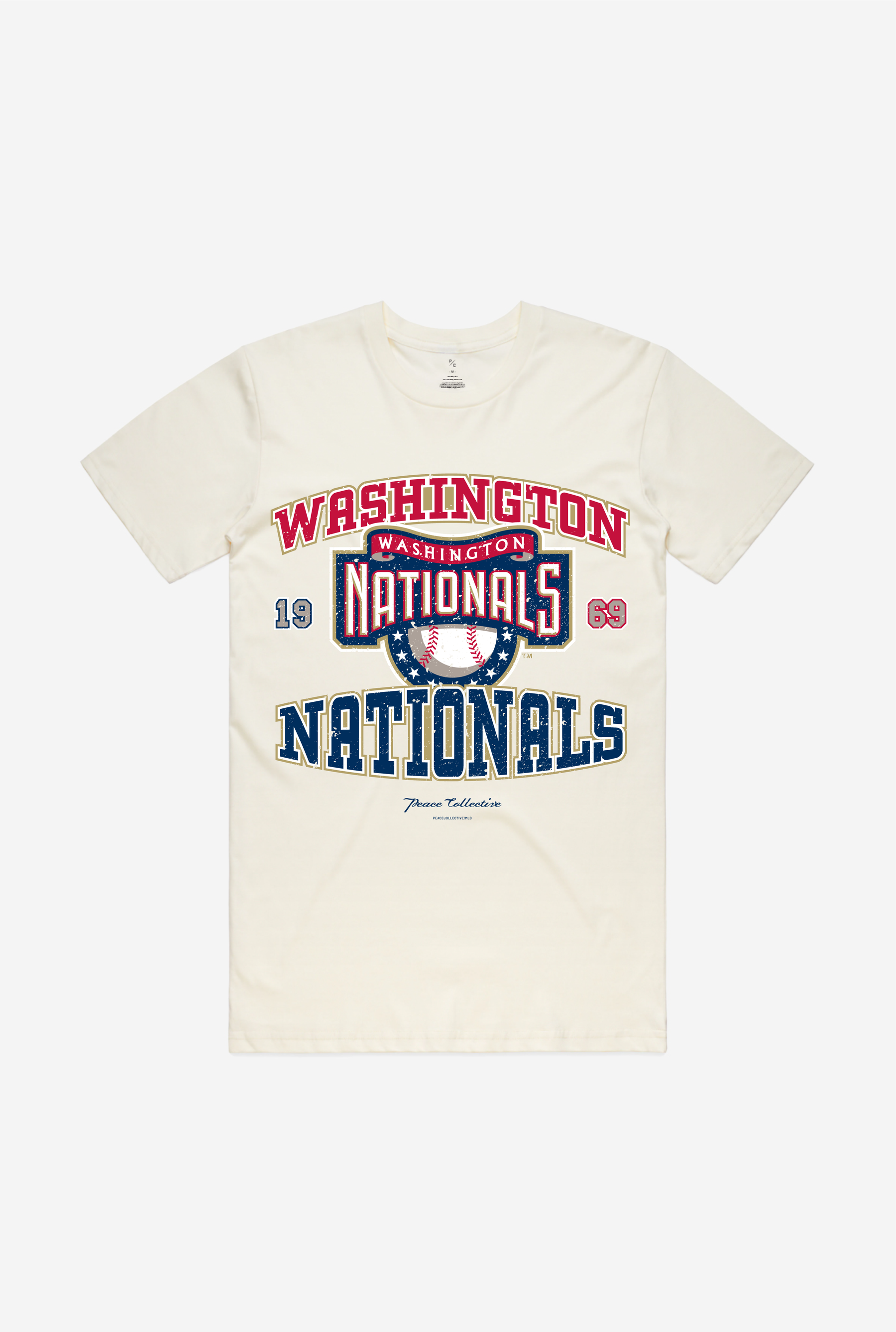 T-shirt délavé vintage des Nationals de Washington - Ivoire