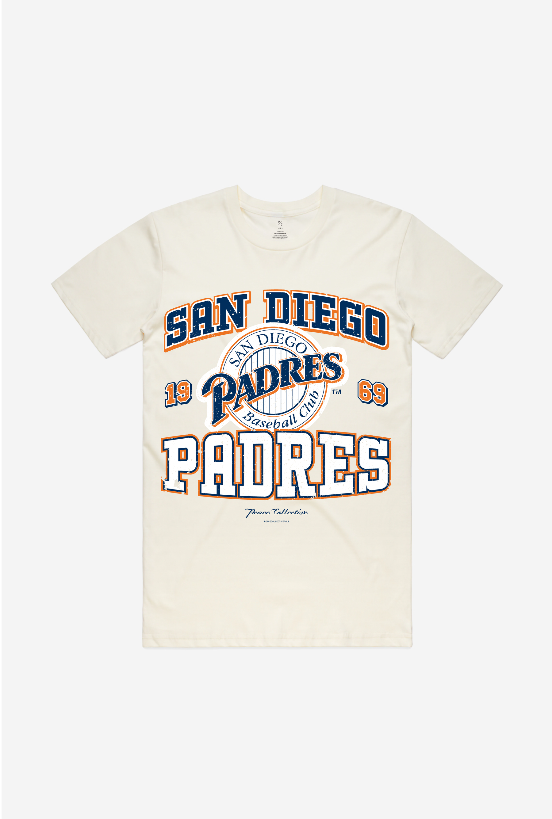 T-shirt délavé vintage des Padres de San Diego - Ivoire
