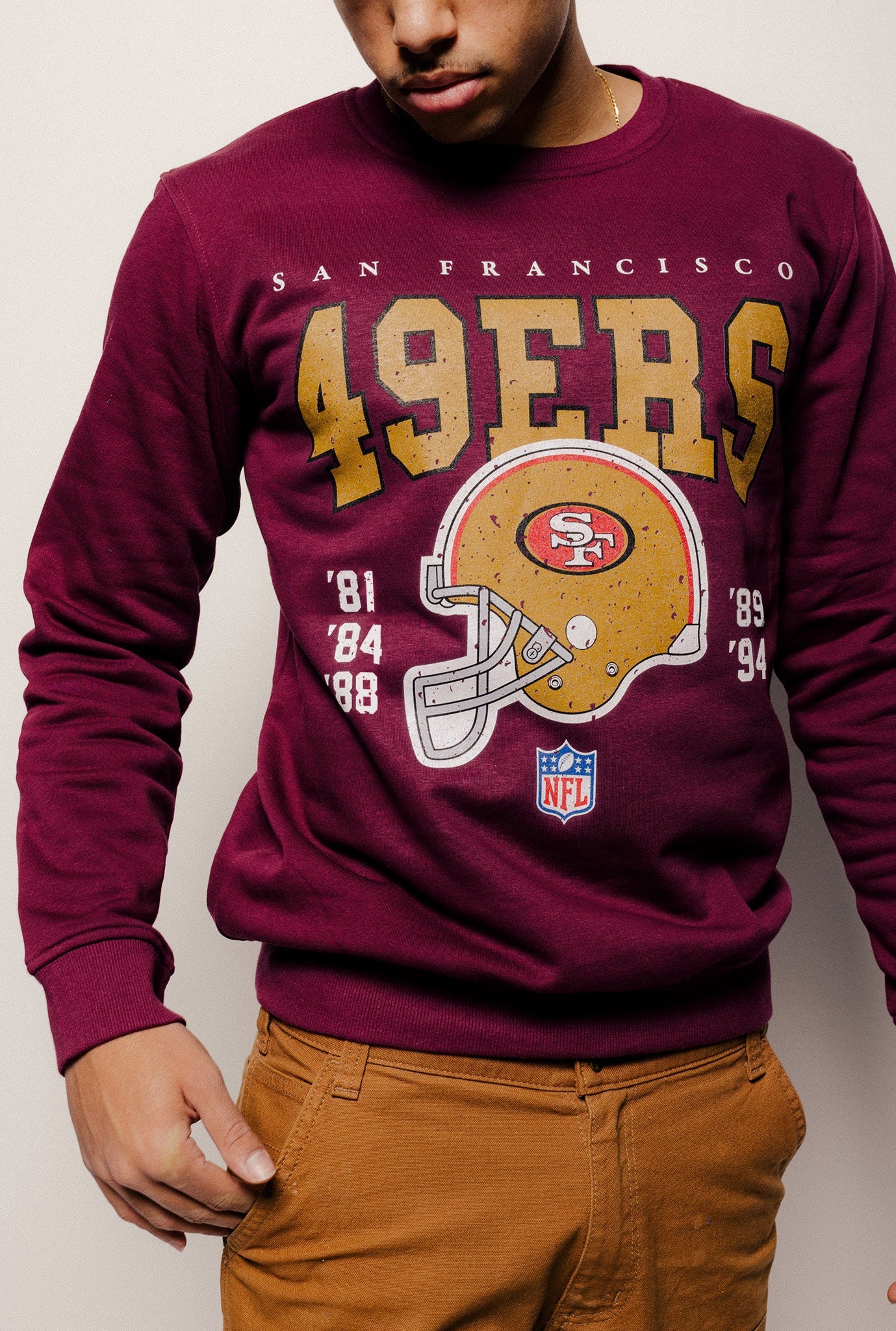 Pull ras du cou vintage San Francisco 49ers - Bordeaux