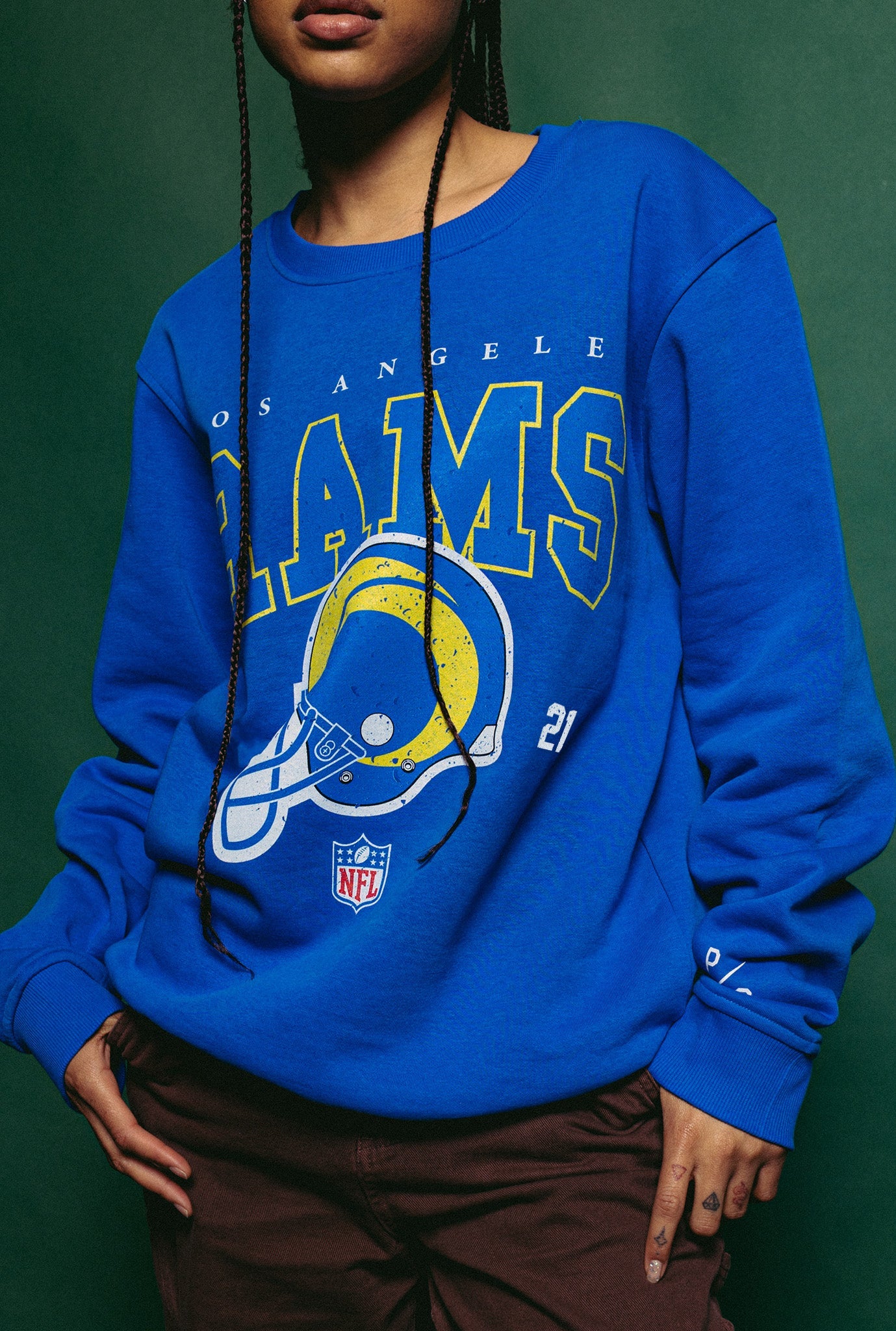 Pull ras du cou vintage des Los Angeles Rams - Royal