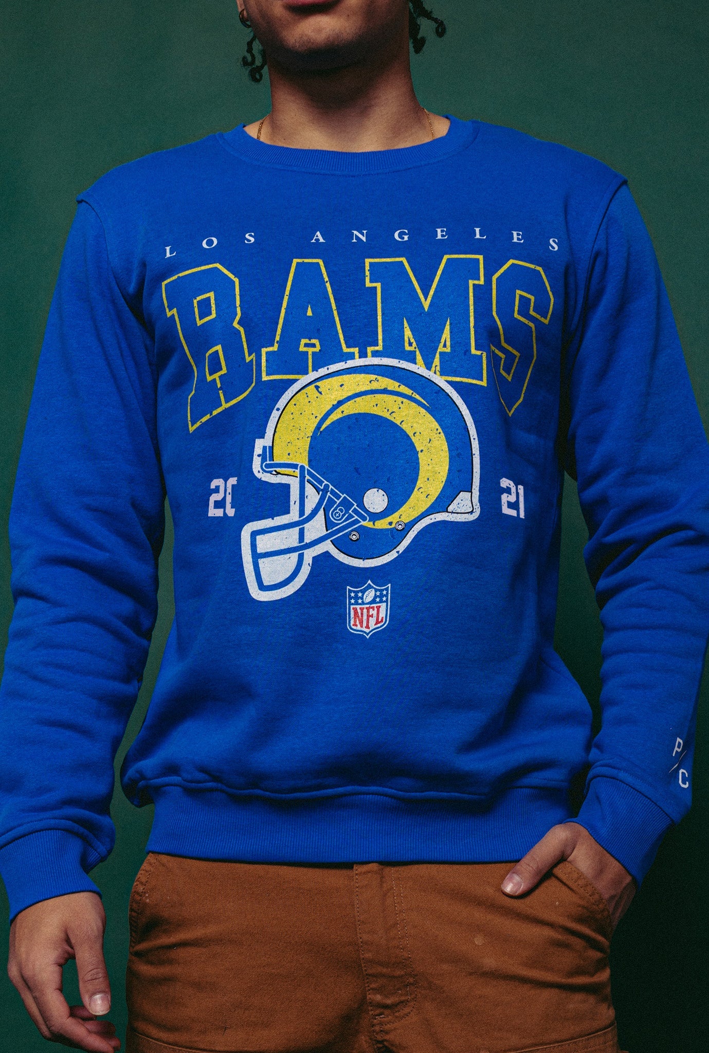 Pull ras du cou vintage des Los Angeles Rams - Royal
