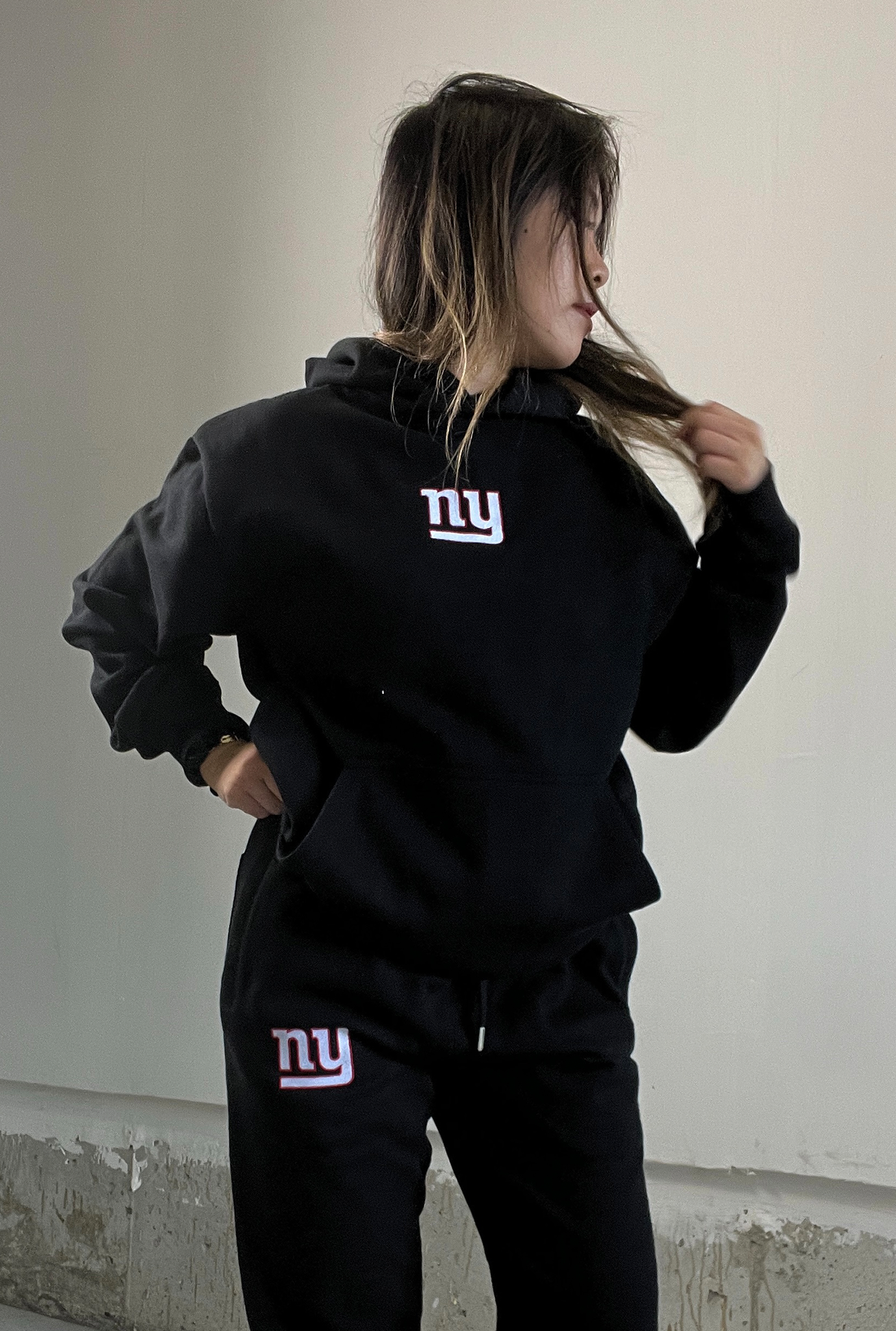 Sweat à capuche épais avec logo des New York Giants - Noir 