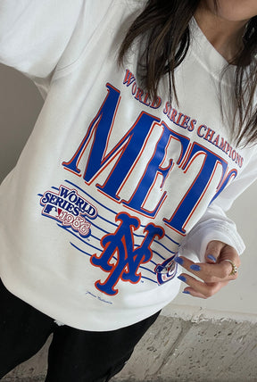 New York Mets Throwback Crewneck - White