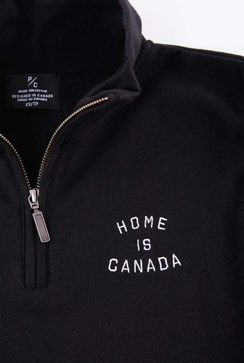 Home is Canada Quarter Zip Sweater - Black